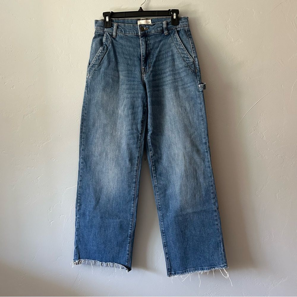 Current/Elliott Wide Leg Carpenter Raw Hem Jeans Size 26